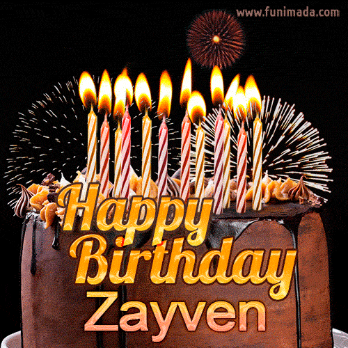 Chocolate Happy Birthday Cake for Zayven (GIF)