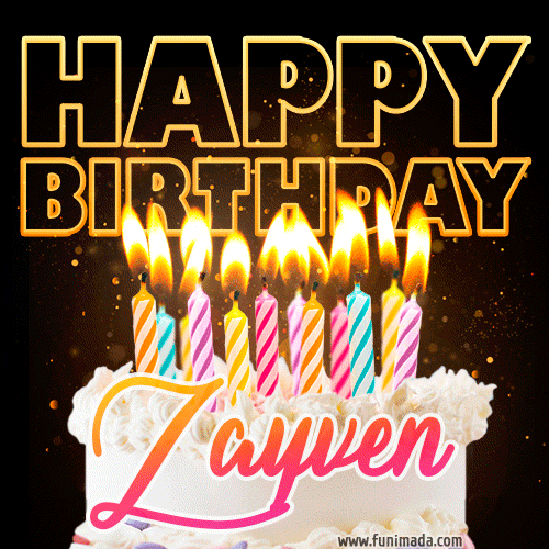 Zayven - Animated Happy Birthday Cake GIF for WhatsApp