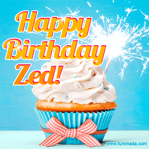 Happy Birthday, Zed! Elegant cupcake with a sparkler.
