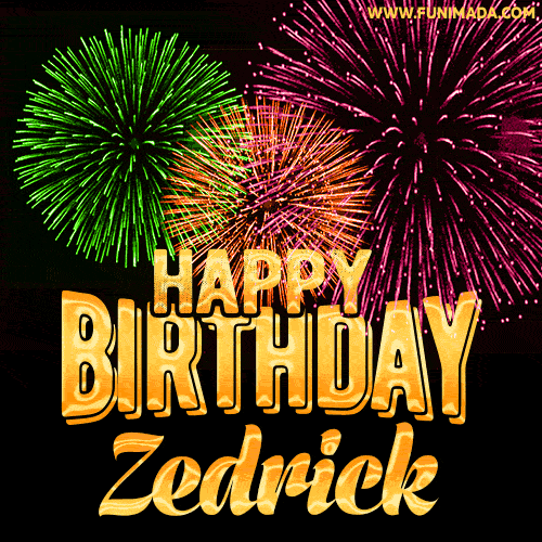 Wishing You A Happy Birthday, Zedrick! Best fireworks GIF animated greeting card.