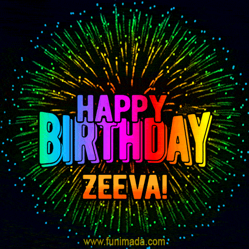 New Bursting with Colors Happy Birthday Zeeva GIF and Video with Music