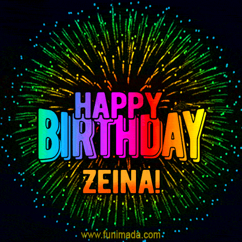 New Bursting with Colors Happy Birthday Zeina GIF and Video with Music