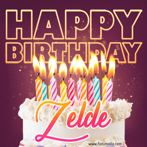 Zelde - Animated Happy Birthday Cake GIF Image for WhatsApp