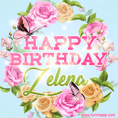Beautiful Birthday Flowers Card for Zelena with Animated Butterflies