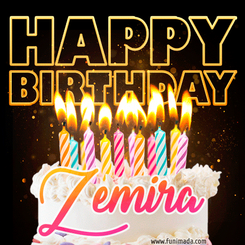 Zemira - Animated Happy Birthday Cake GIF Image for WhatsApp