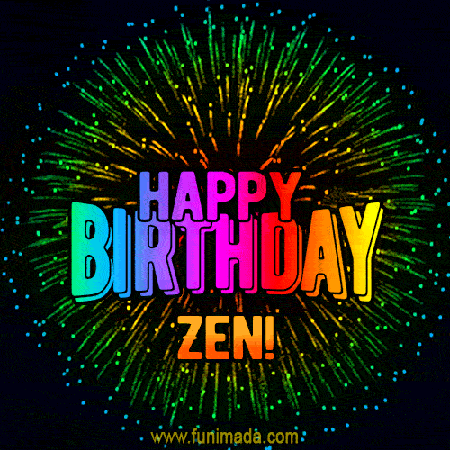 New Bursting with Colors Happy Birthday Zen GIF and Video with Music
