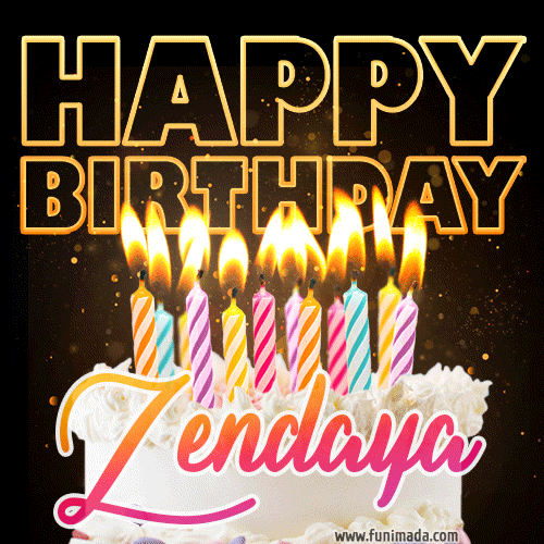 Zendaya - Animated Happy Birthday Cake GIF Image for WhatsApp
