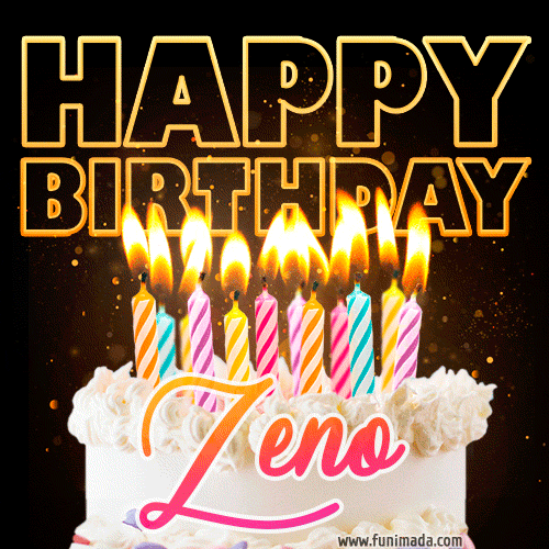 Zeno - Animated Happy Birthday Cake GIF for WhatsApp