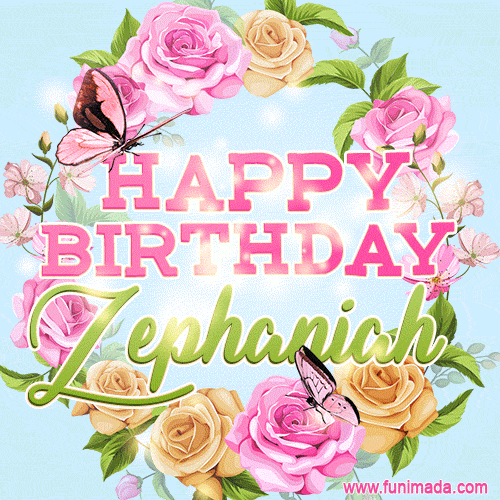Beautiful Birthday Flowers Card for Zephaniah with Animated Butterflies
