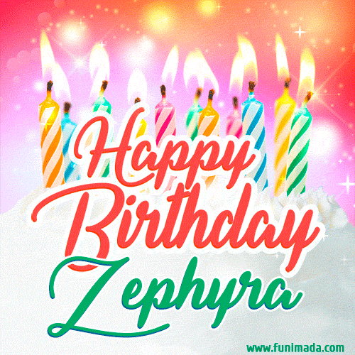 Happy Birthday GIF for Zephyra with Birthday Cake and Lit Candles