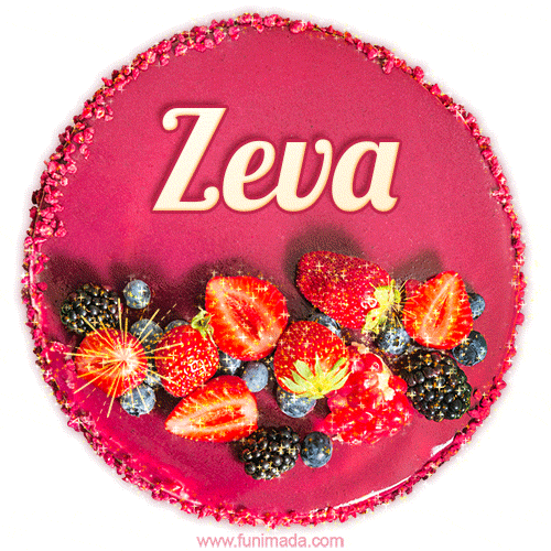 Happy Birthday Cake with Name Zeva - Free Download