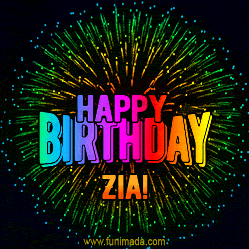 New Bursting with Colors Happy Birthday Zia GIF and Video with Music