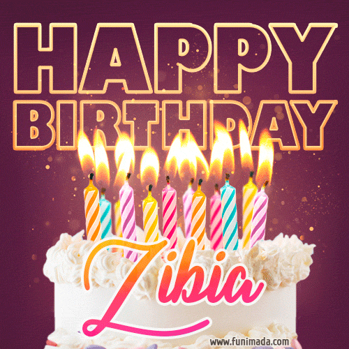Zibia - Animated Happy Birthday Cake GIF Image for WhatsApp