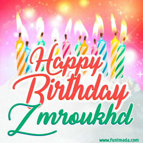 Happy Birthday GIF for Zmroukhd with Birthday Cake and Lit Candles