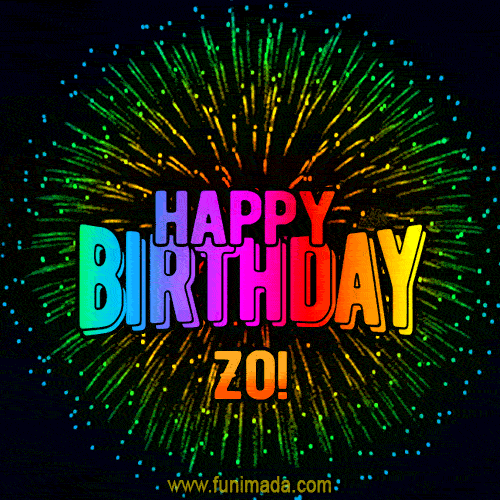 New Bursting with Colors Happy Birthday Zo GIF and Video with Music