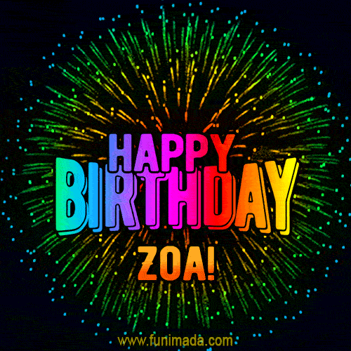 New Bursting with Colors Happy Birthday Zoa GIF and Video with Music