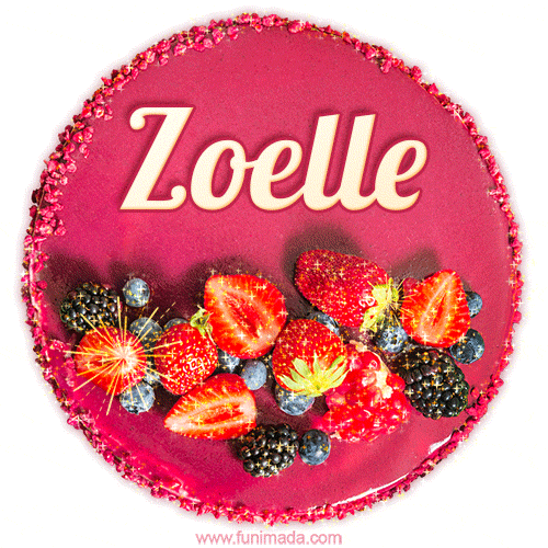 Happy Birthday Cake with Name Zoelle - Free Download
