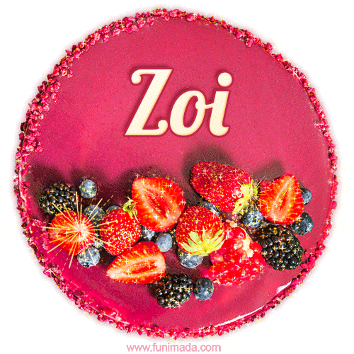 Happy Birthday Cake with Name Zoi - Free Download