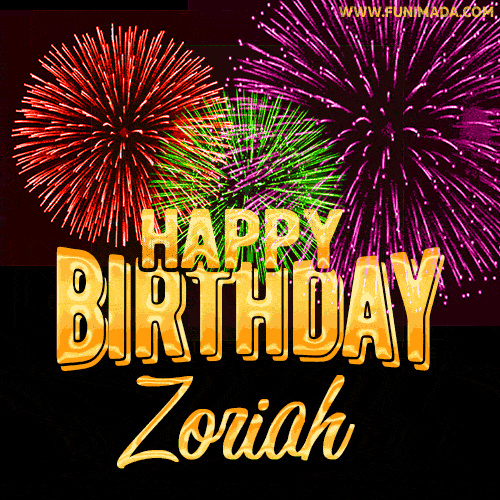 Wishing You A Happy Birthday, Zoriah! Best fireworks GIF animated greeting card.