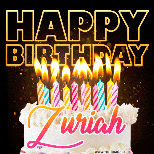 Zuriah - Animated Happy Birthday Cake GIF Image for WhatsApp
