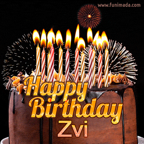 Chocolate Happy Birthday Cake for Zvi (GIF)