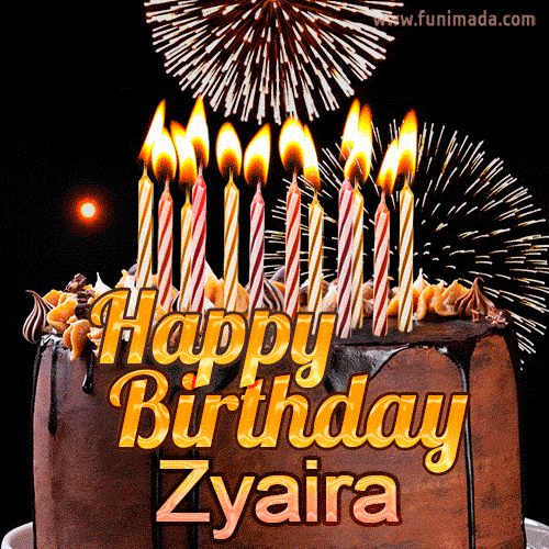 Chocolate Happy Birthday Cake for Zyaira (GIF)