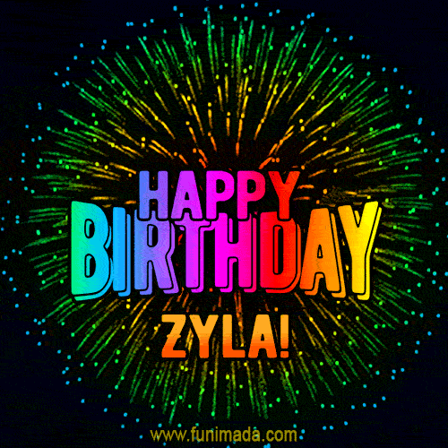 New Bursting with Colors Happy Birthday Zyla GIF and Video with Music