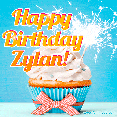Happy Birthday, Zylan! Elegant cupcake with a sparkler.