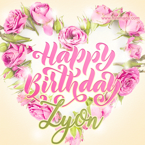 Pink rose heart shaped bouquet - Happy Birthday Card for Zyon