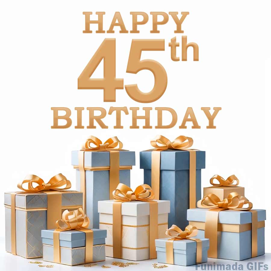Luxury 45th Birthday eCard with Gold and Blue Gifts - Download on ...