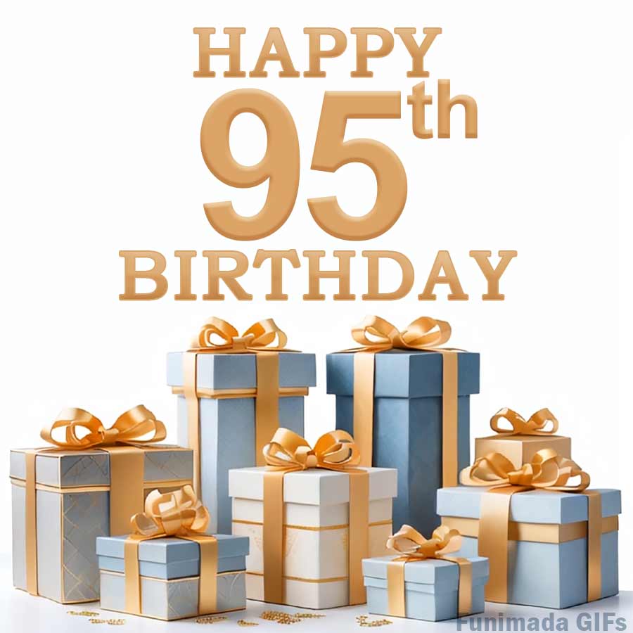 Luxury 95th Birthday eCard with Gold and Blue Gifts - Download on ...