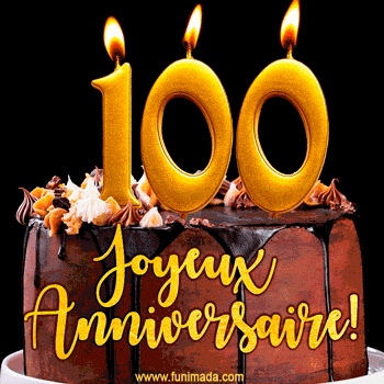 Gâteau d'anniversaire avec bougies GIF – 100 ans