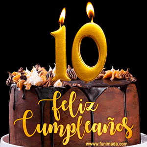 Felices 10 Años - Hermosa imagen de pastel de feliz cumpleaños