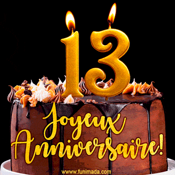 Gâteau d'anniversaire avec bougies GIF – 13 ans