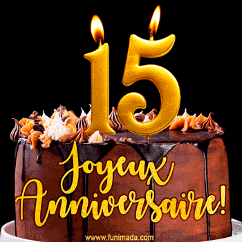 Gâteau d'anniversaire avec bougies GIF – 15 ans