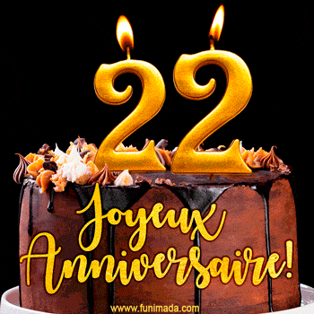 Gâteau d'anniversaire avec bougies GIF – 22 ans