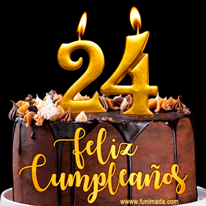 Felices 24 Años - Hermosa imagen de pastel de feliz cumpleaños