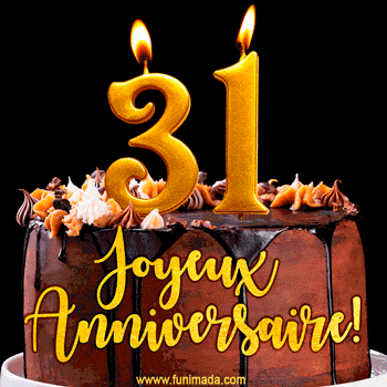 Gâteau d'anniversaire avec bougies GIF – 31 ans
