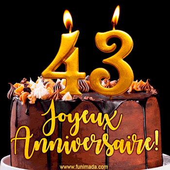 Gâteau d'anniversaire avec bougies GIF – 43 ans