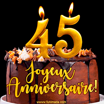 Gâteau d'anniversaire avec bougies GIF – 45 ans