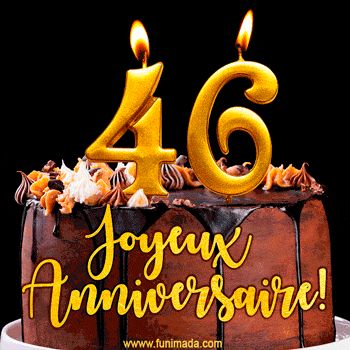 Gâteau d'anniversaire avec bougies GIF – 46 ans