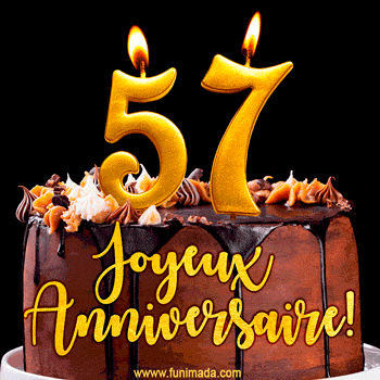 Gâteau d'anniversaire avec bougies GIF – 57 ans