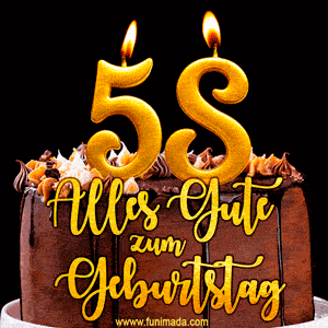 Zum 58. Geburtstag alles Liebe und Gute. GIF und Video E-Card.