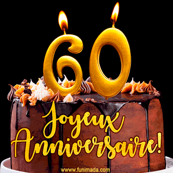Gâteau d'anniversaire avec bougies GIF – 60 ans