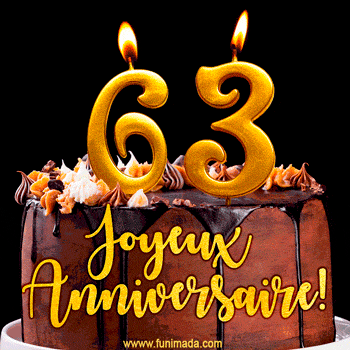Gâteau d'anniversaire avec bougies GIF – 63 ans