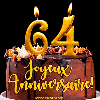 Gâteau d'anniversaire avec bougies GIF – 64 ans