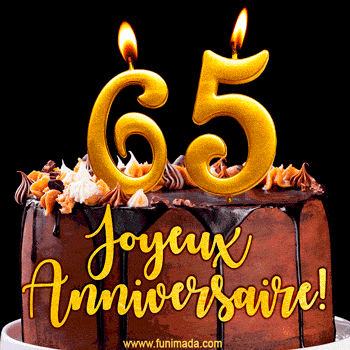 Gâteau d'anniversaire avec bougies GIF – 65 ans