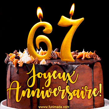 Gâteau d'anniversaire avec bougies GIF – 67 ans