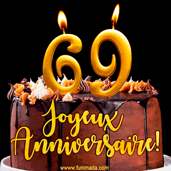 Gâteau d'anniversaire avec bougies GIF – 69 ans
