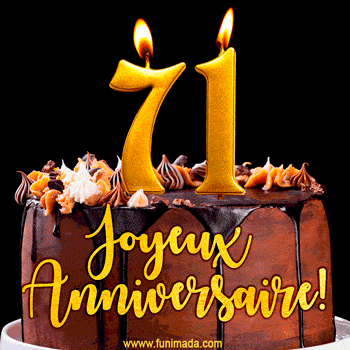 Gâteau d'anniversaire avec bougies GIF – 71 ans